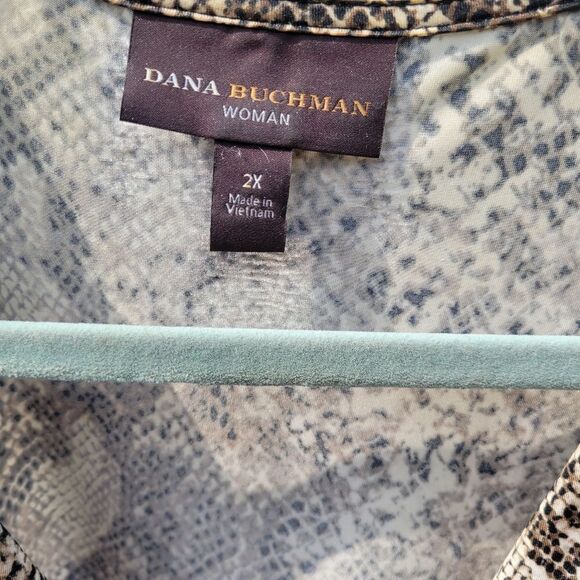 Dana Buchman Brown Snake Print Blouse - Picture 7 of 11